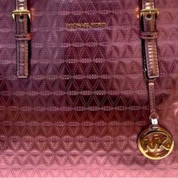 Michael Kors Voyager Specchio Pink Leather Voyager Tote. OS LARGE Barbie Bag! - Picture 8 of 12